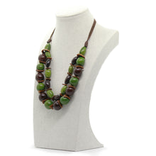 Earthy: Green 2-Layers Tagua Necklace Set. Fashion Jewelry by Nando Medina