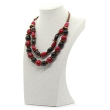 Earthy: Red 2-Layers Tagua Necklace Set. Fashion Jewelry by Nando Medina