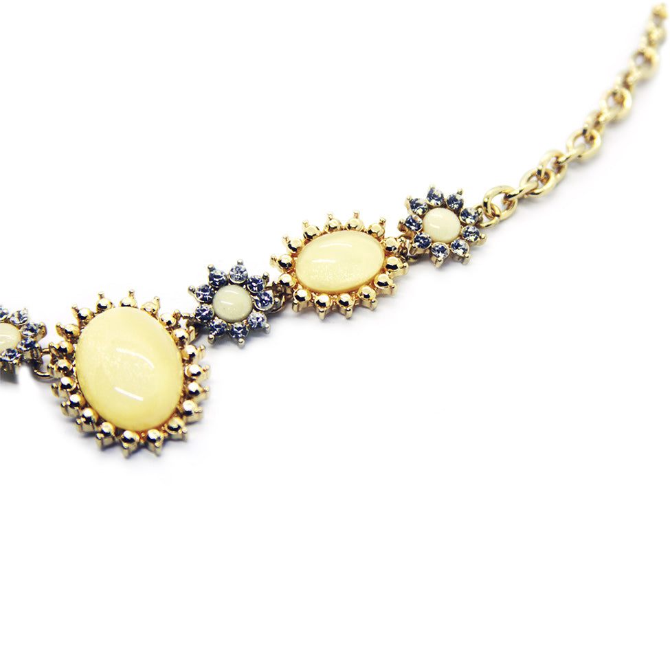 Šumivé: Encrusted Milky Stone Statement Necklace. Fashion Jewelry by Nando Medina