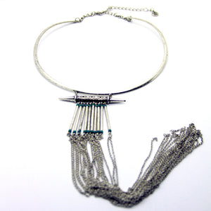 Seducción: Sleek Spike+Chain Fringe Choker. Fashion Jewelry by Nando Medina