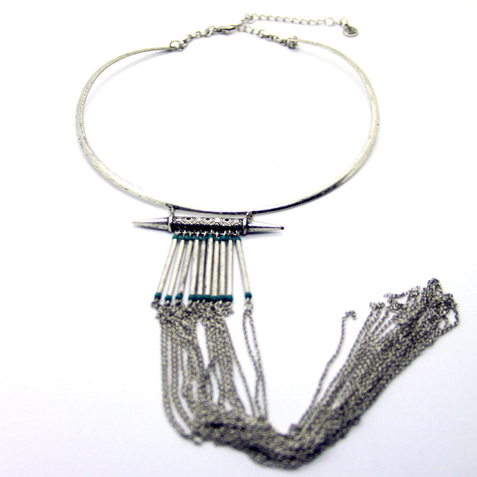 Seducción: Sleek Spike+Chain Fringe Choker. Fashion Jewelry by Nando Medina