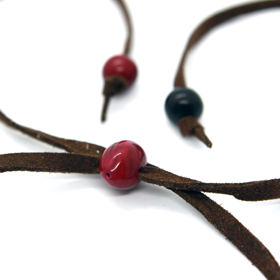 Earthy: Red 2-Layers Tagua Necklace Set. Fashion Jewelry by Nando Medina