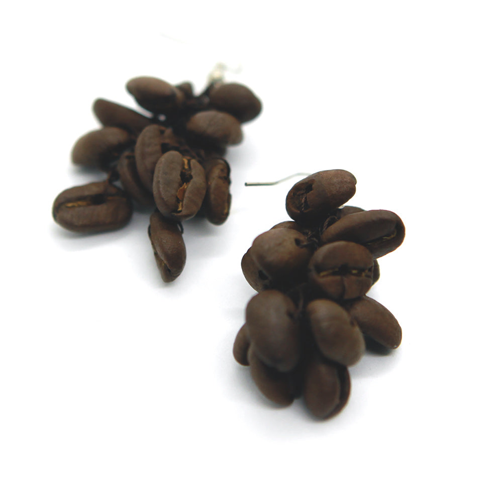 Earthy: Long Coffee Beans Necklace Set. Fashion Jewelry by Nando Medina