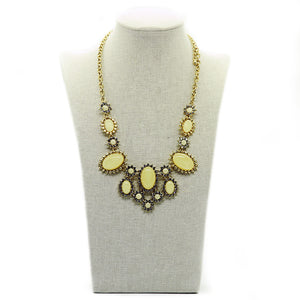 Šumivé: Encrusted Milky Stone Statement Necklace. Fashion Jewelry by Nando Medina