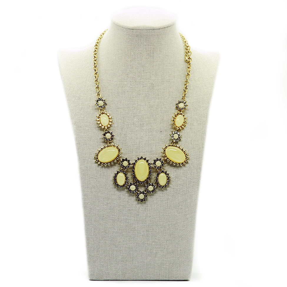 Šumivé: Encrusted Milky Stone Statement Necklace. Fashion Jewelry by Nando Medina