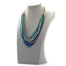 Seducción: Classic Turquoise Cascading Glass-bead Necklace. Fashion Jewelry by Nando Medina