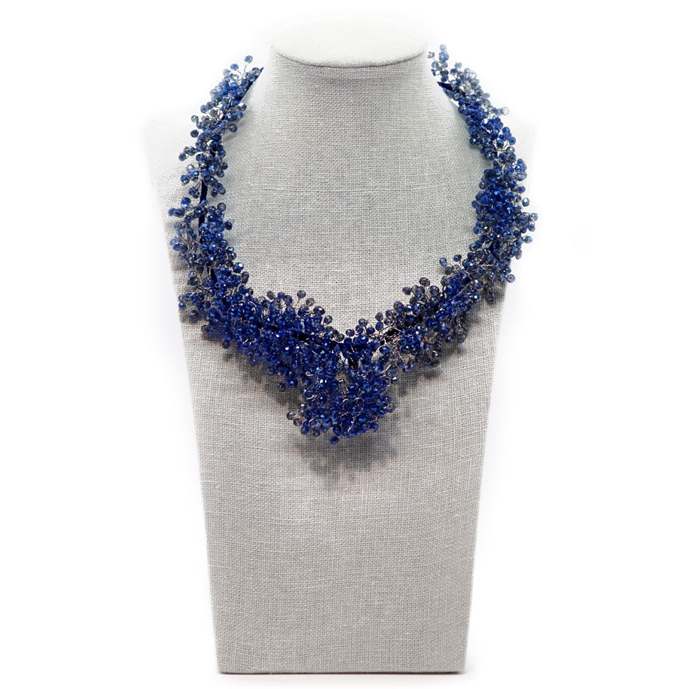 Handmade wired crystal bead necklace, by Nando Medina