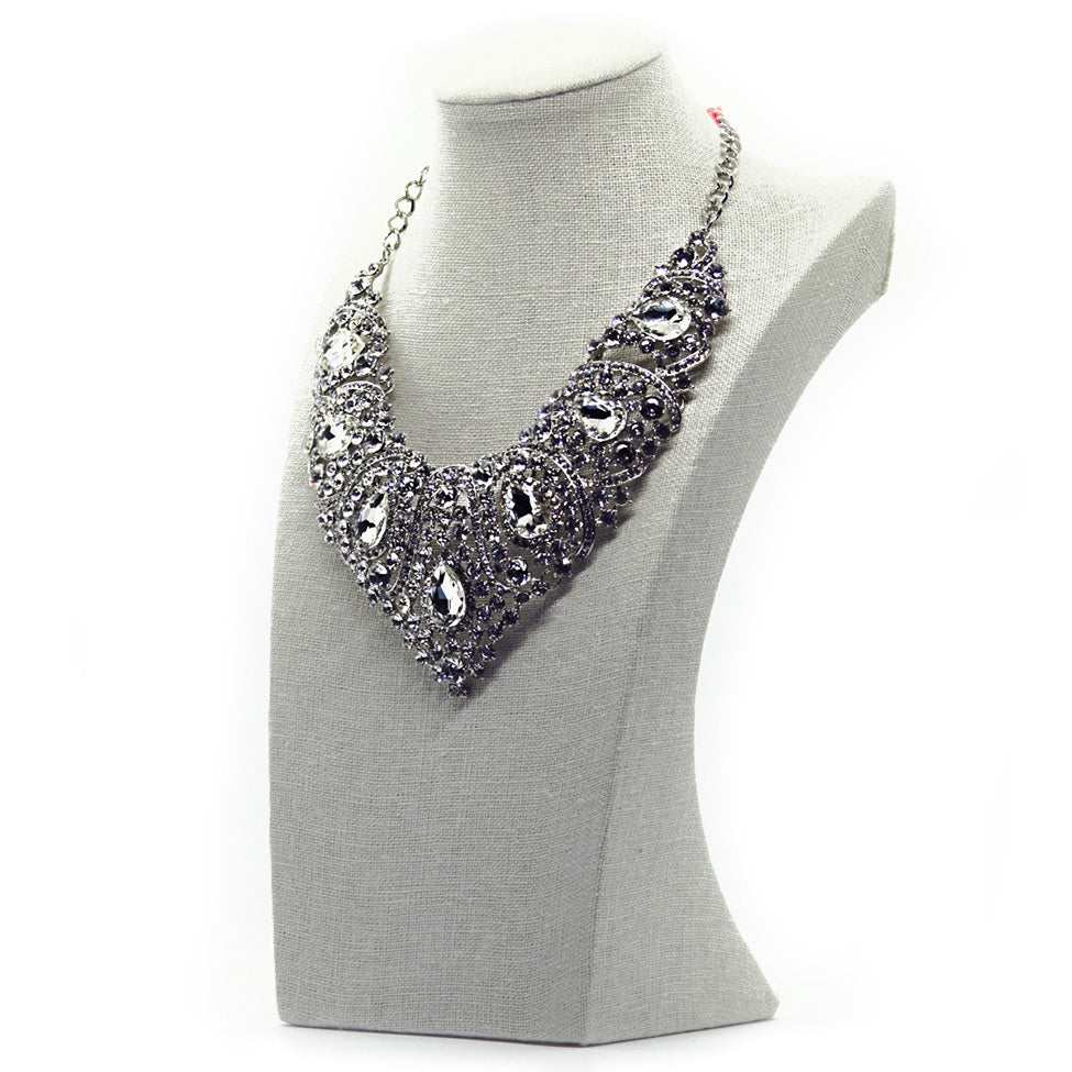 Rhinestone Fringe Bib Necklace