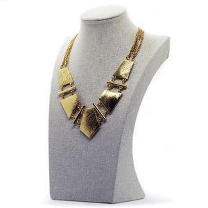 Seducción: Scratched Metal Geo Necklace Set. Fashion Jewelry by Nando Medina