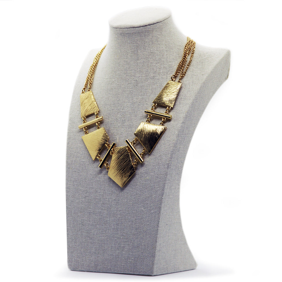 Seducción: Scratched Metal Geo Necklace Set. Fashion Jewelry by Nando Medina