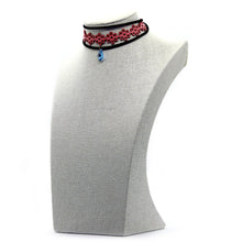 Seduccion: Velvet Cord Choker with Pink Suede and Aqua Swarovski Crystal. Fashion Jewelry by Nando Medina