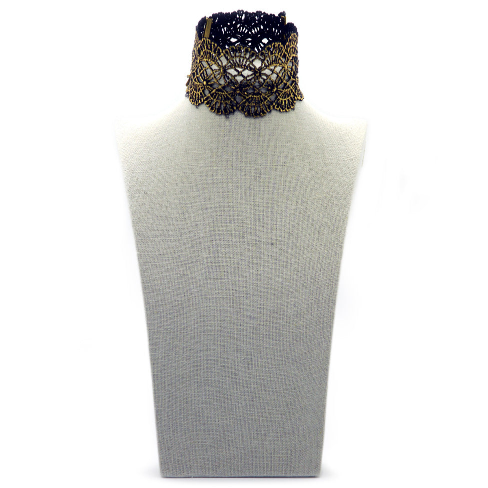 Seducción: Gold Baroque Lace Choker. Fashion Jewelry by Nando Medina