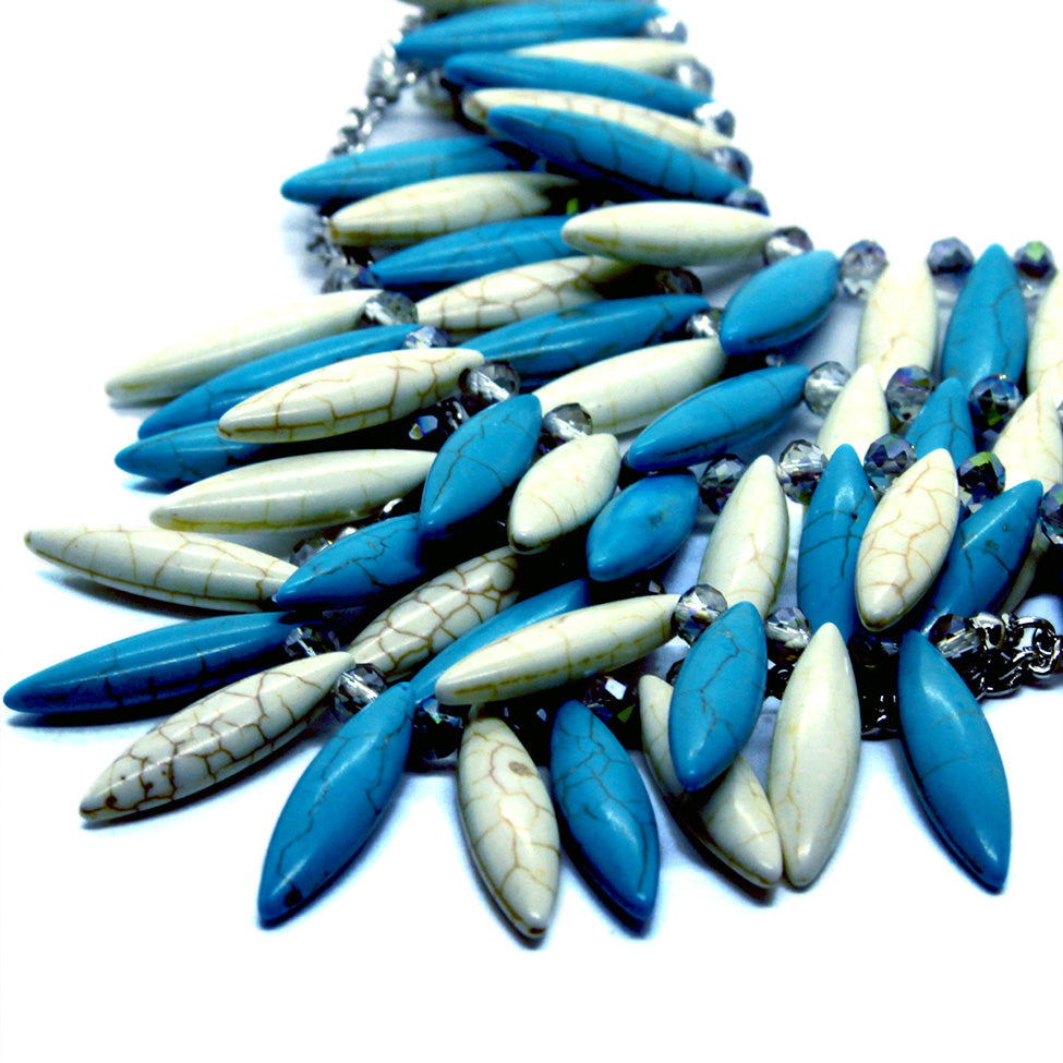 Seducción: Cascading Stone-Bead Necklace Set. Fashion Jewelry by Nando Medina