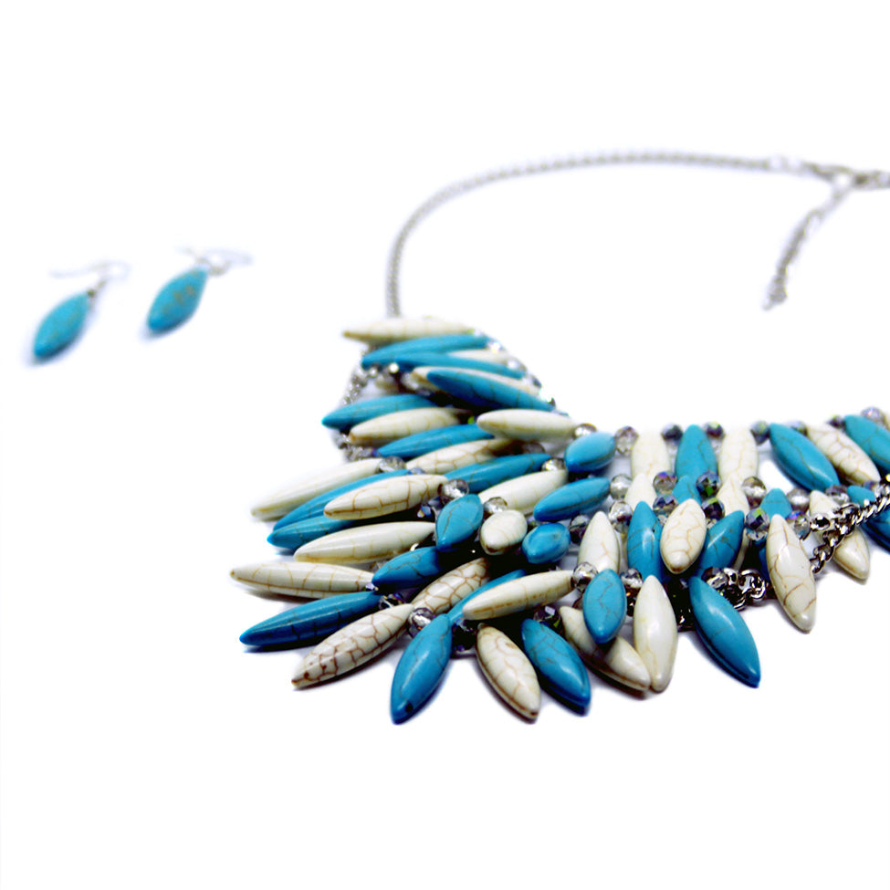 Seducción: Cascading Stone-Bead Necklace Set. Fashion Jewelry by Nando Medina