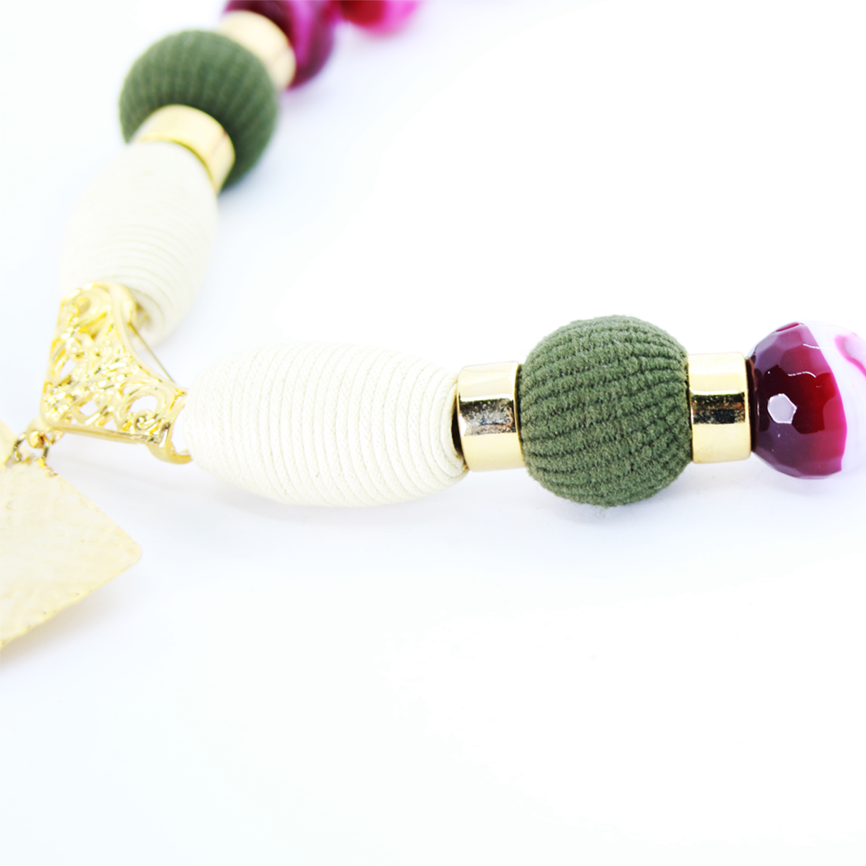 Gold Leaf Purple Stone Necklace. Fashion Jewelry by Nando Medina