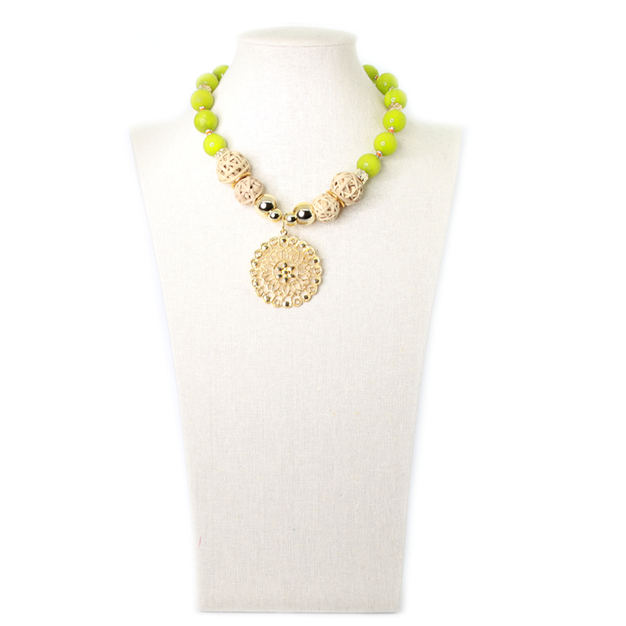 Nando Medina, Lime Green Agate Necklace. Seduction Collection.