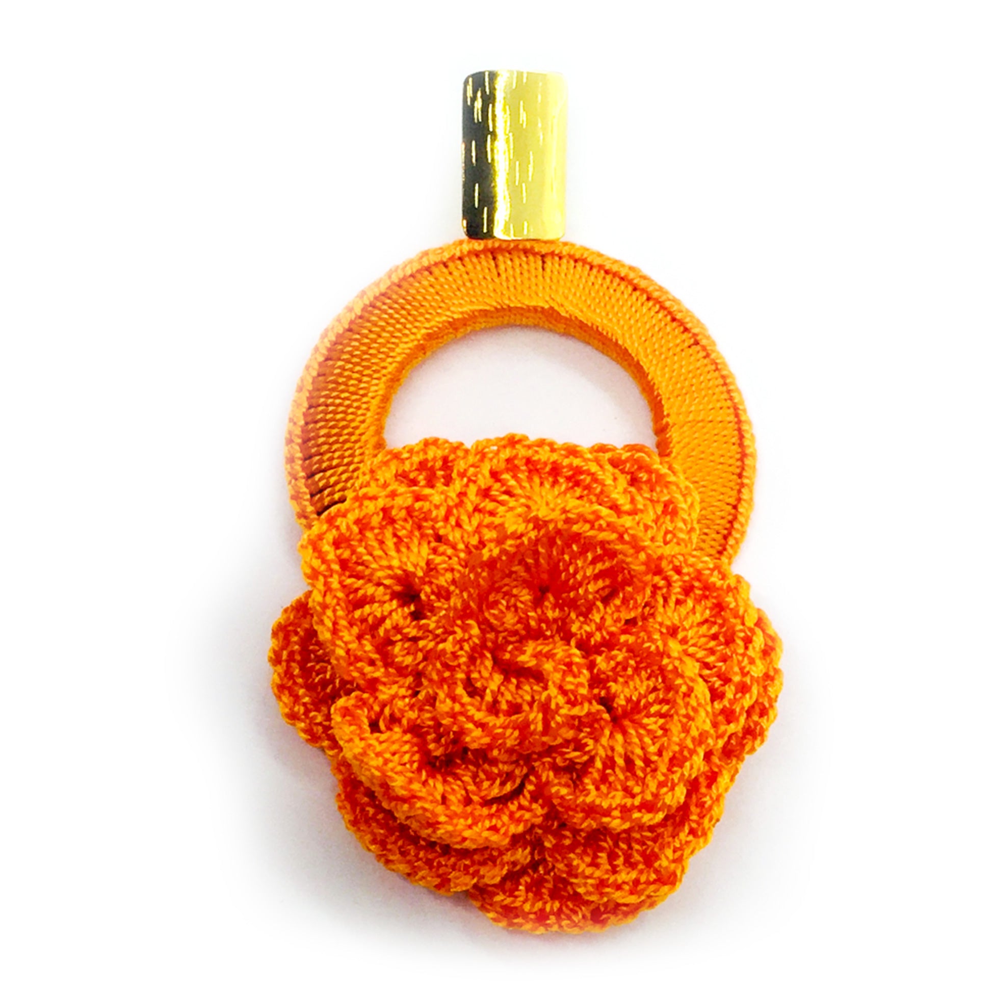 Nando Medina Earrings: Orange Crochet Rose - Libia Collection