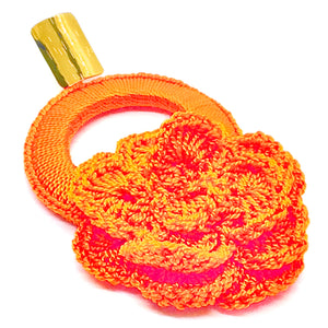 Nando Medina Earrings: Orange Crochet Rose - Libia Collection