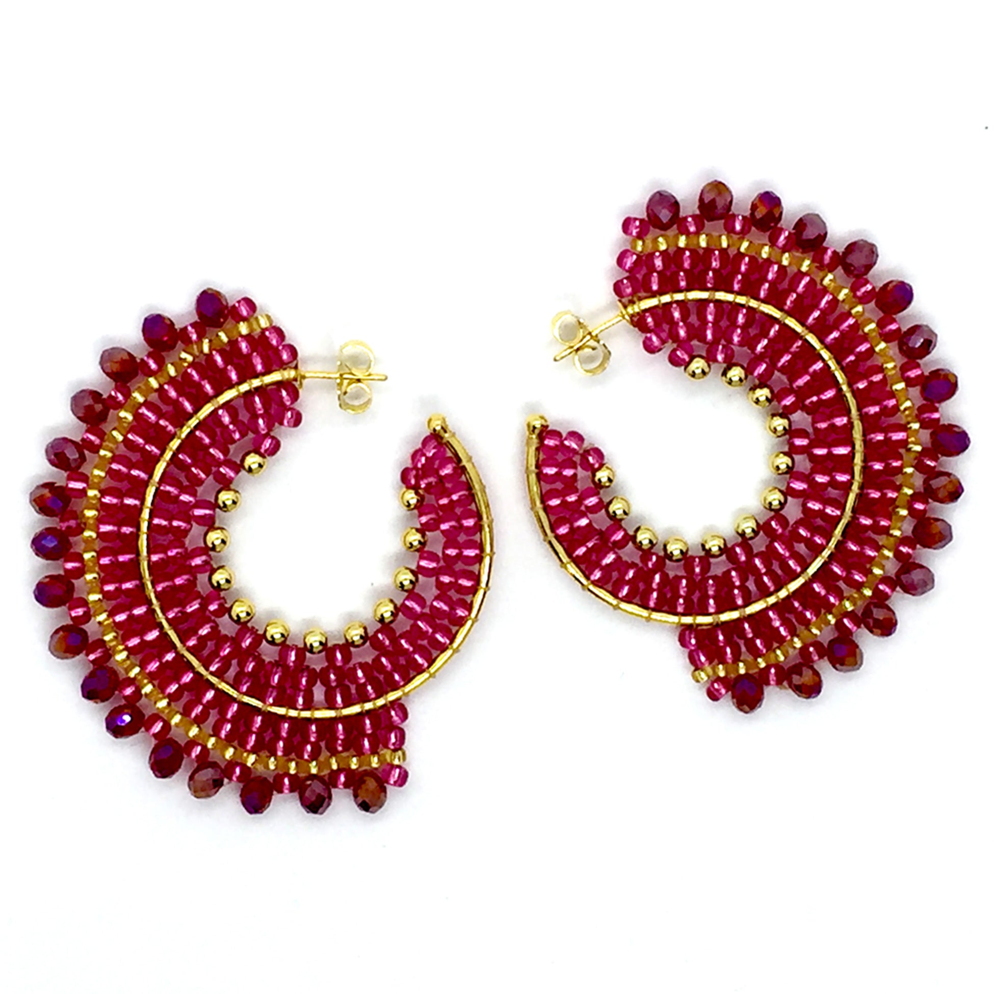 Nando Medina Earrings: Fuchsia Rondelle - Libia Collection