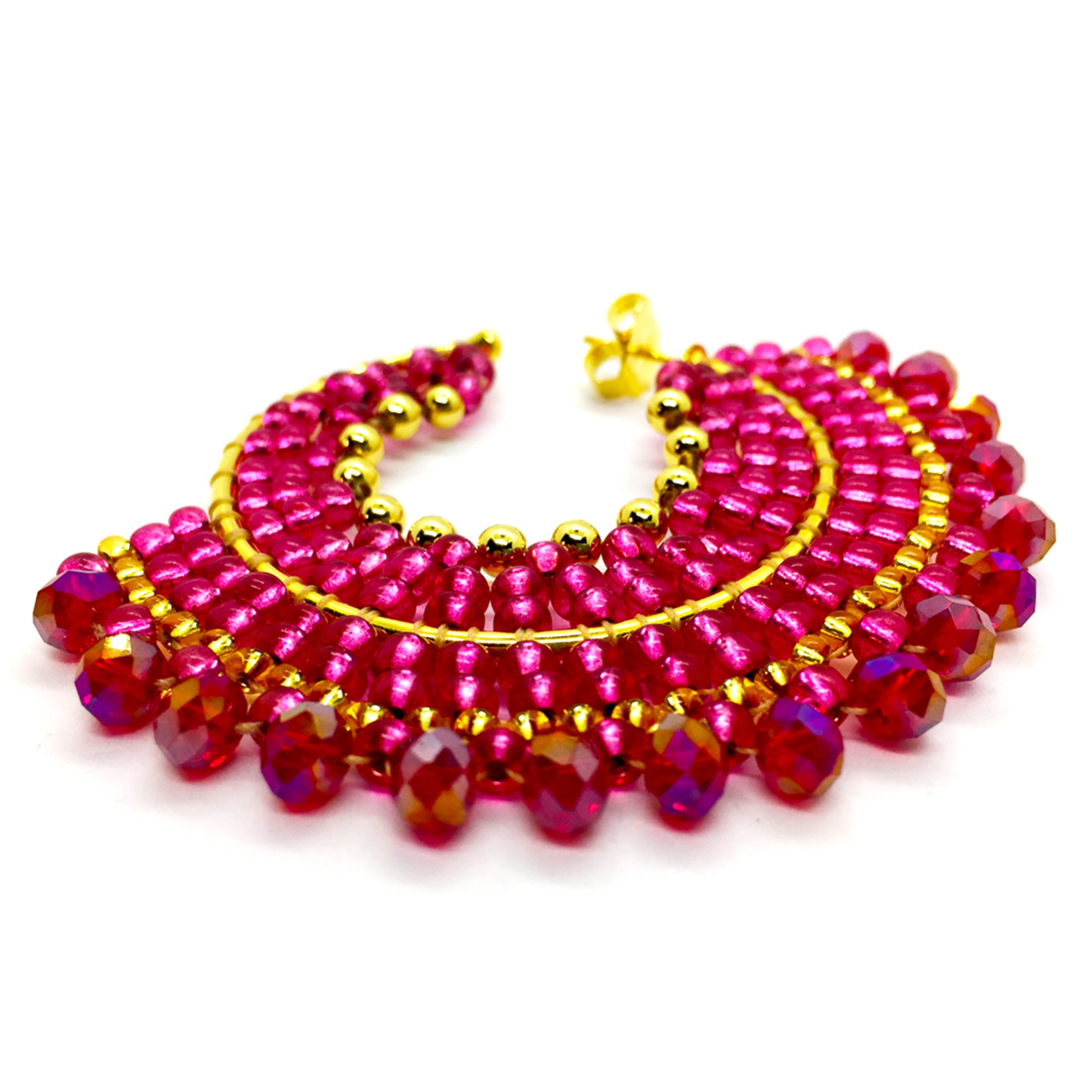 Nando Medina Earrings: Fuchsia Rondelle - Libia Collection