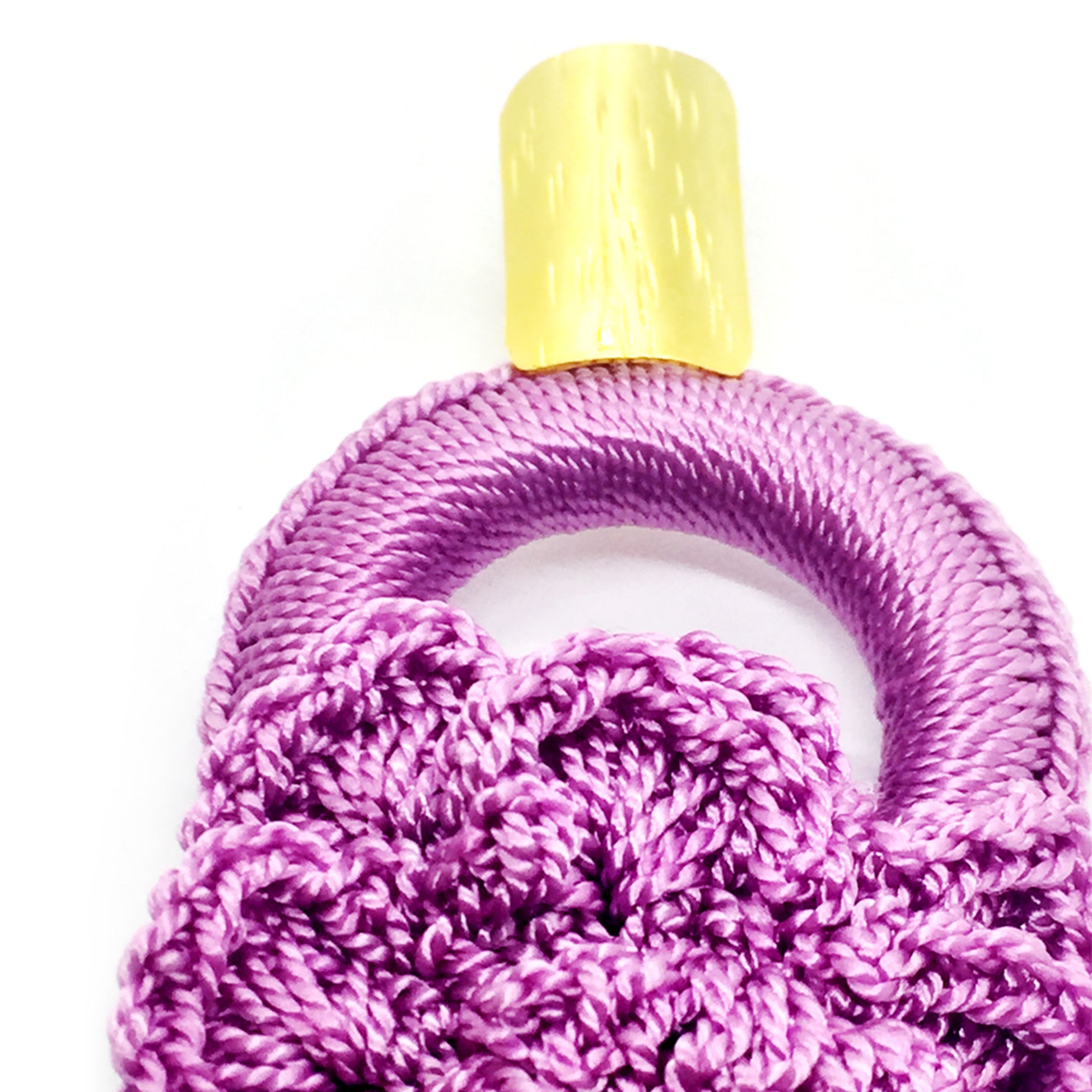 Nando Medina Earrings: Purple Crochet Rose - Libia Collection