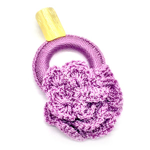 Nando Medina Earrings: Purple Crochet Rose - Libia Collection