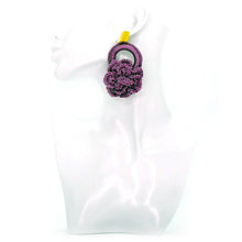 Nando Medina Earrings: Purple Crochet Rose - Libia Collection