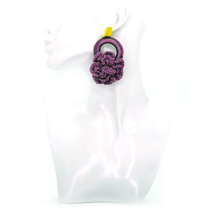 Nando Medina Earrings: Purple Crochet Rose - Libia Collection