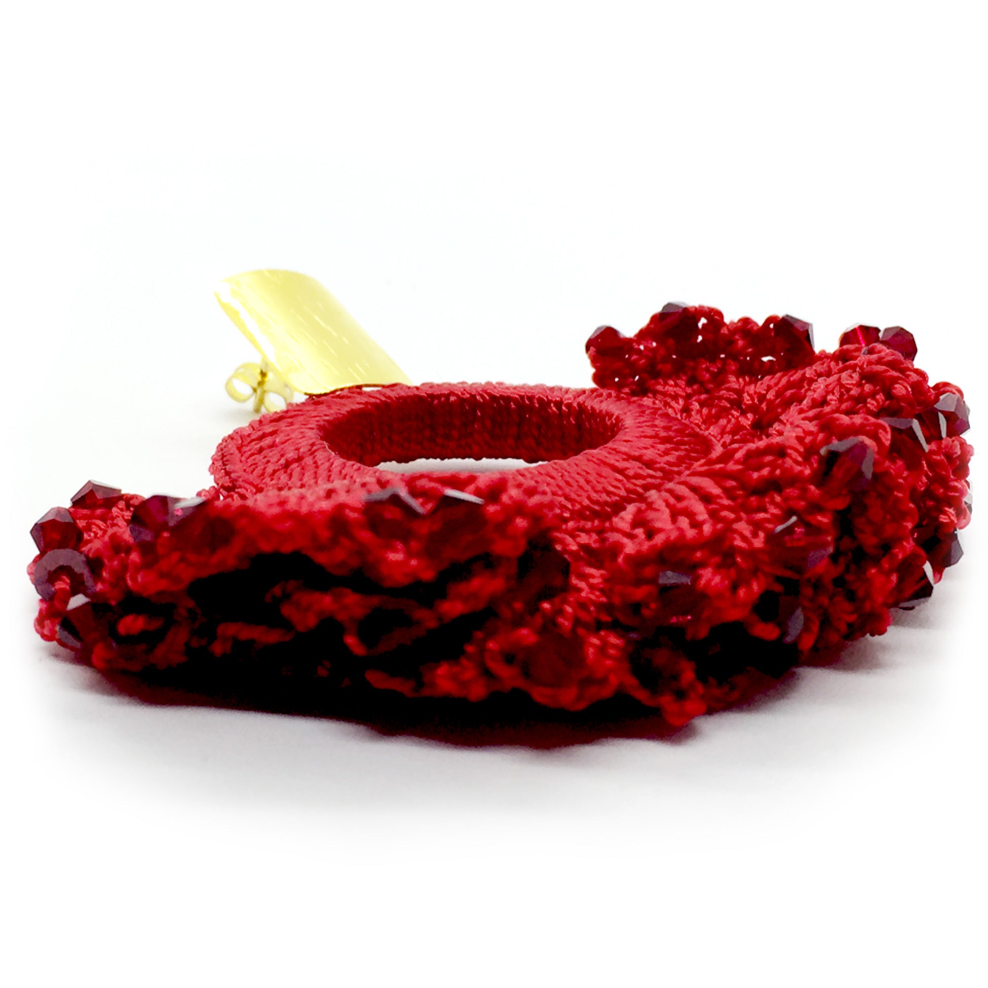 Nando Medina Earrings: Red Crystals Cockscomb - Libia Collection