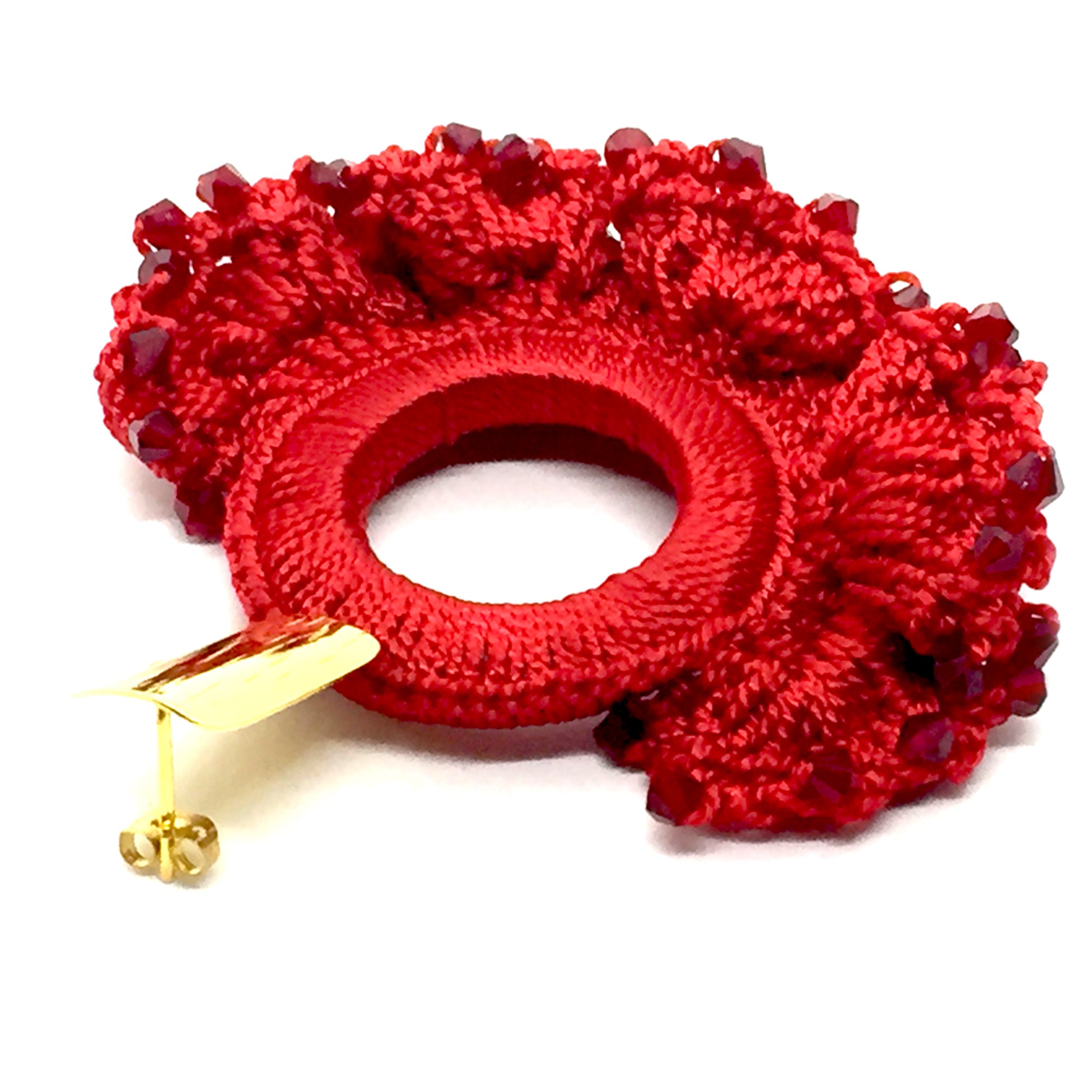 Nando Medina Earrings: Red Crystals Cockscomb - Libia Collection