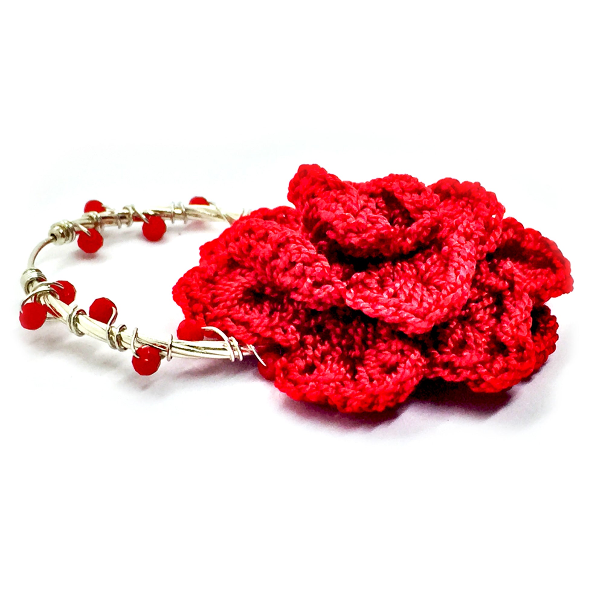 Nando Medina Earrings: Silver Red Rosal - Libia Collection