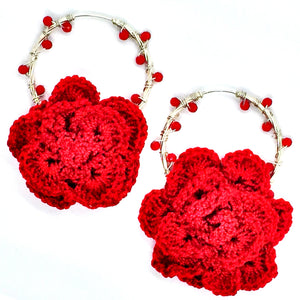 Nando Medina Earrings: Silver Red Rosal - Libia Collection