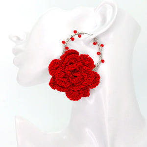Nando Medina Earrings: Silver Red Rosal - Libia Collection