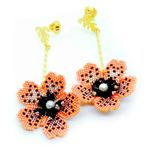Nando Medina Earrings: Pink Czech Delica Flower - Libia Collection