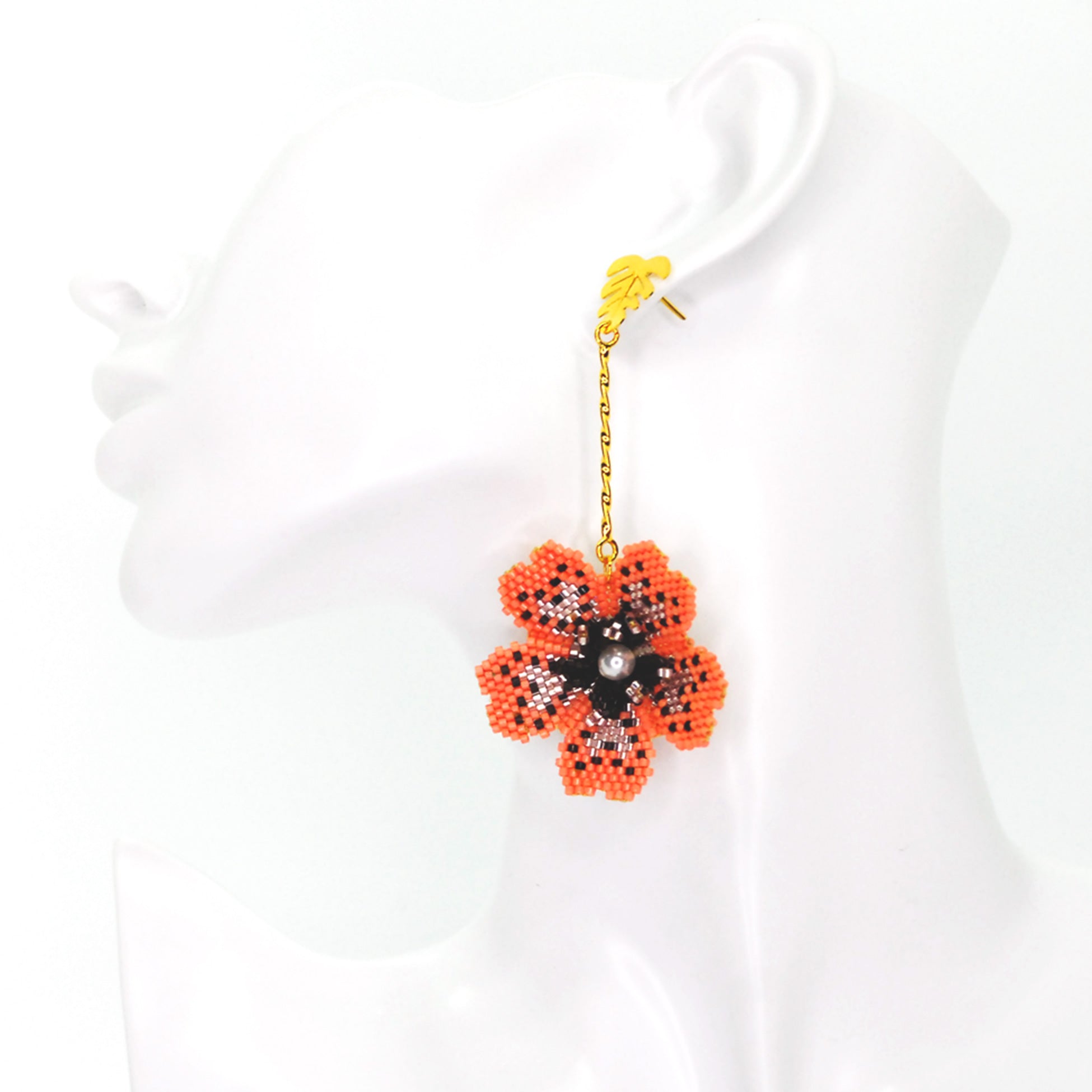 Nando Medina Earrings: Pink Czech Delica Flower - Libia Collection
