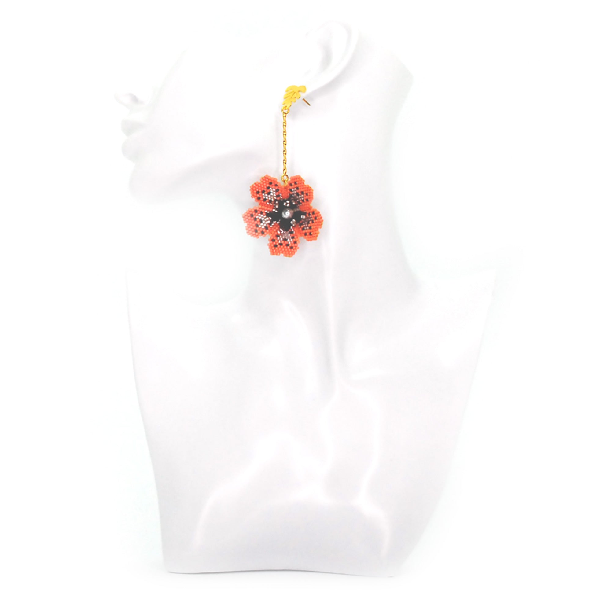 Nando Medina Earrings: Pink Czech Delica Flower - Libia Collection