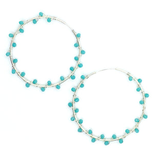 Nando Medina Earrings: Sterling Silver Turquoise Beads- Libia Collection