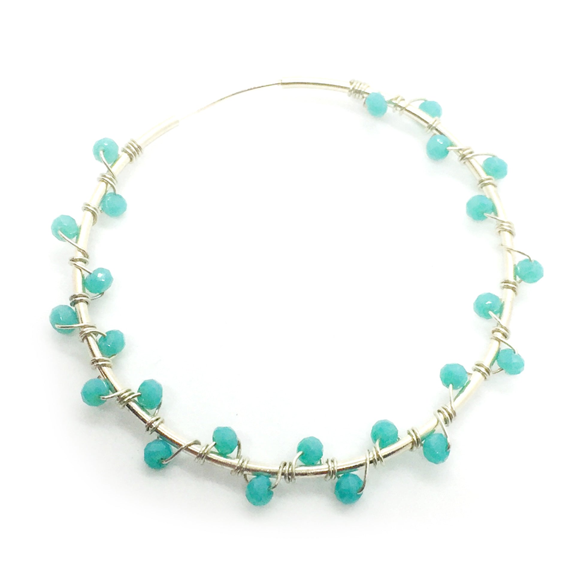 Nando Medina Earrings: Sterling Silver Turquoise Beads- Libia Collection