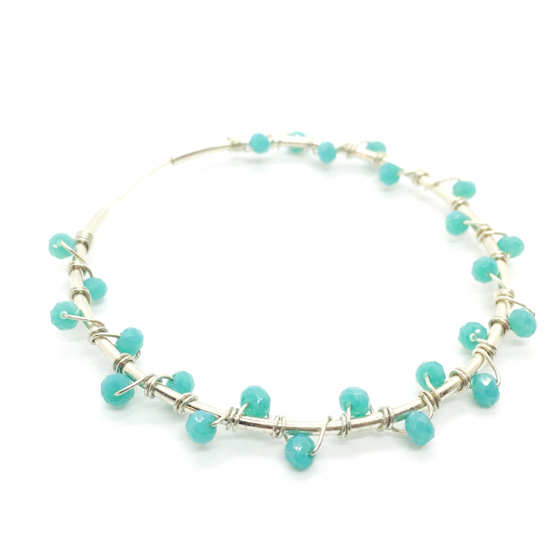 Nando Medina Earrings: Sterling Silver Turquoise Beads- Libia Collection