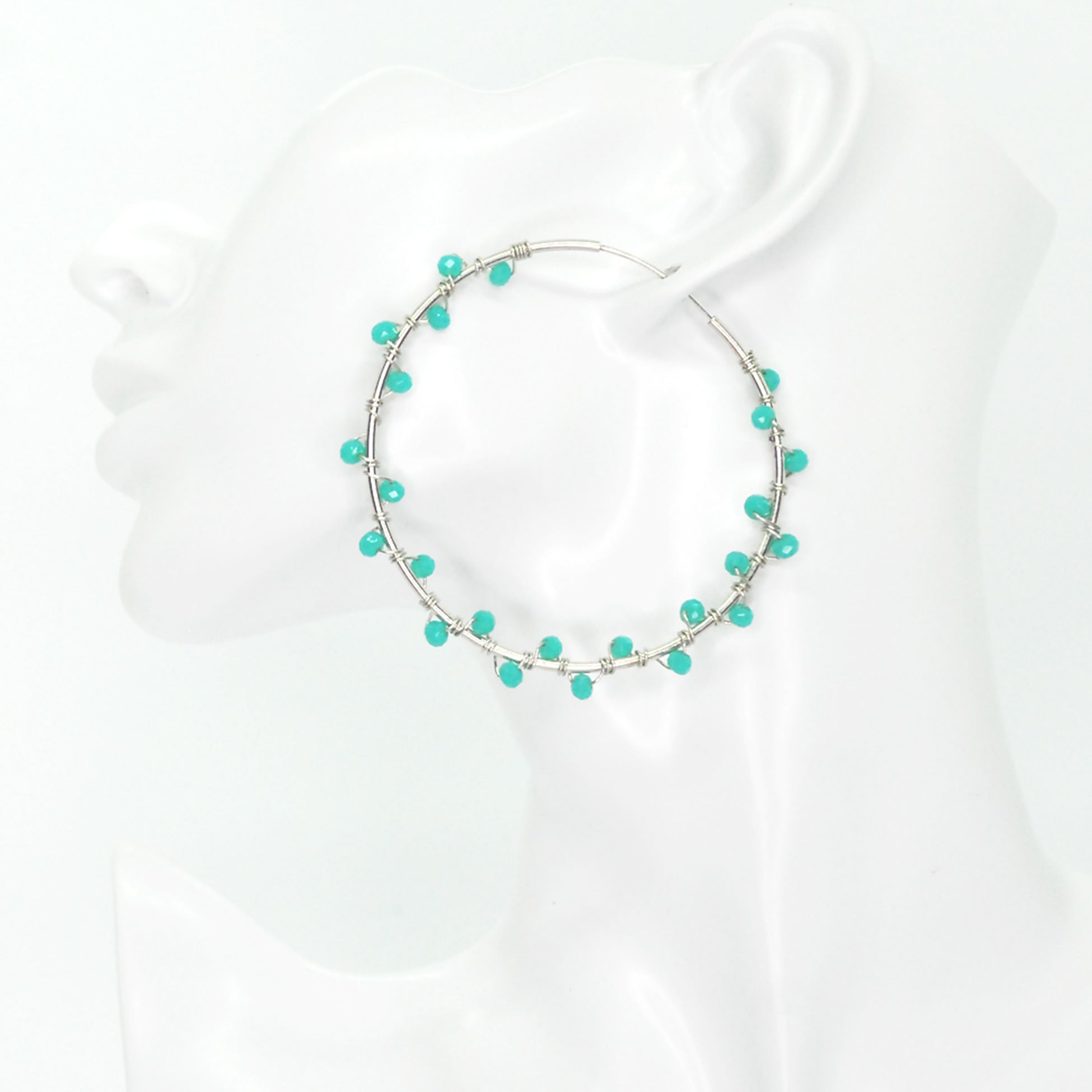 Nando Medina Earrings: Sterling Silver Turquoise Beads- Libia Collection
