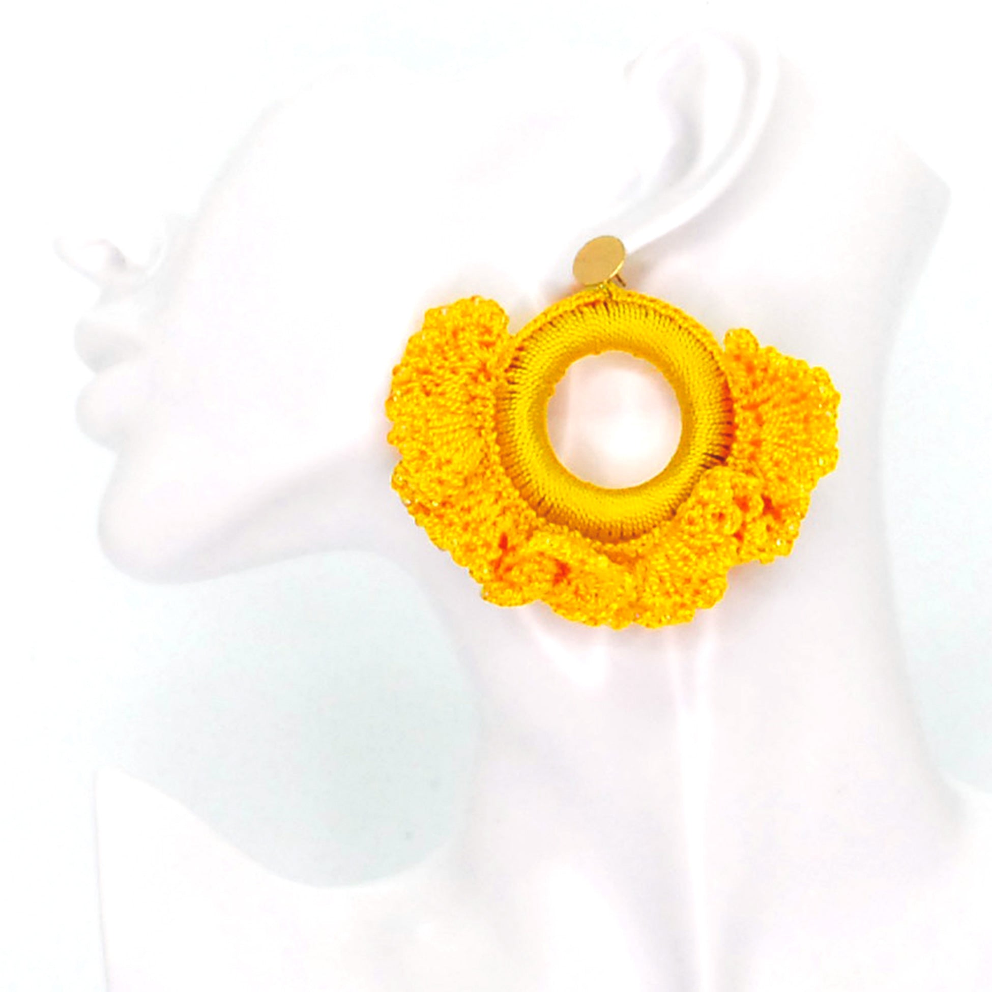 Nando Medina Earrings: Yellow Cockscomb - Libia Collection