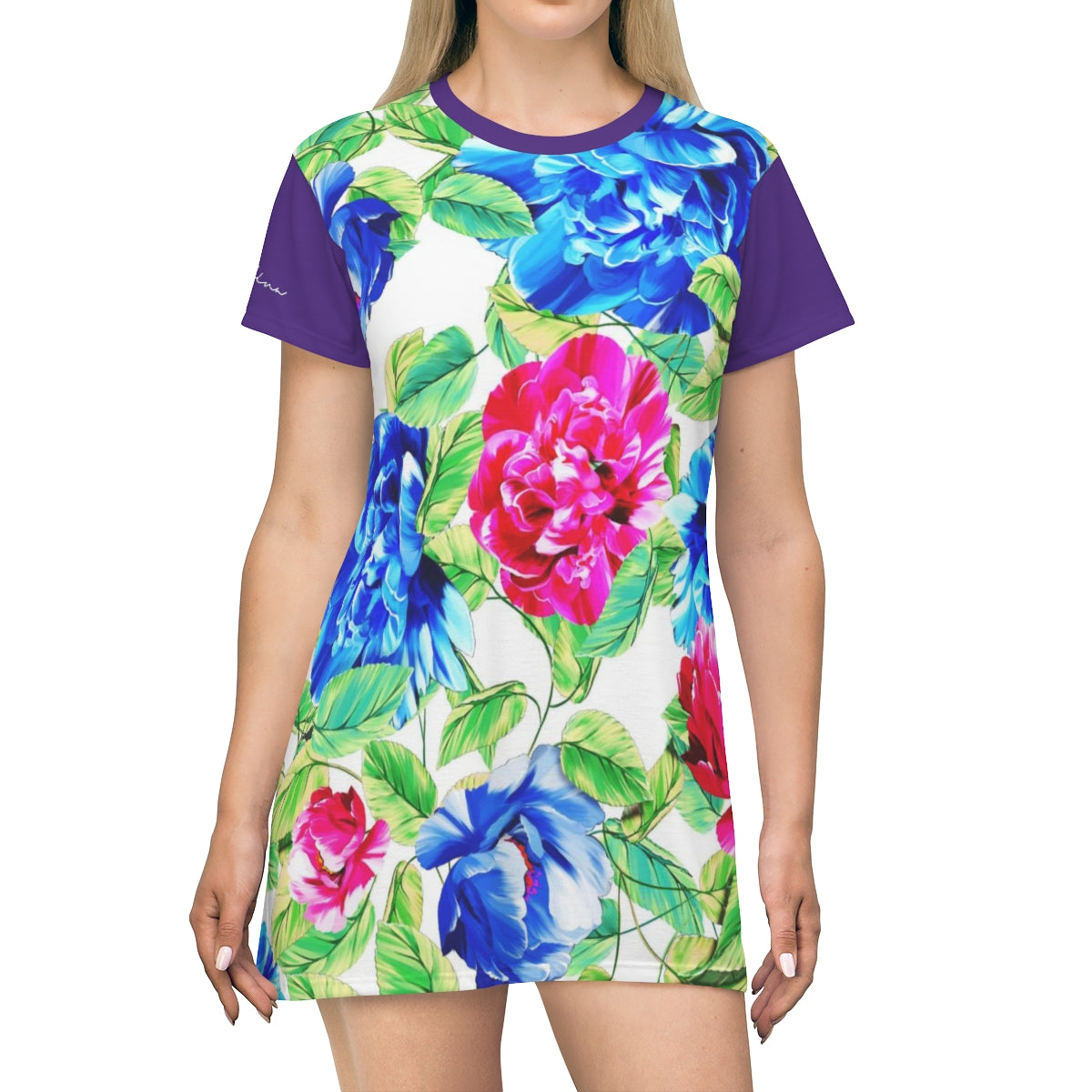 Shirtdress, Purple Floral Motive