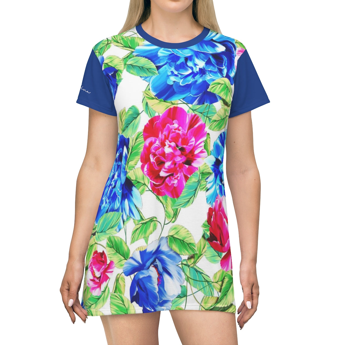 Shirtdress, Blue Floral Motive