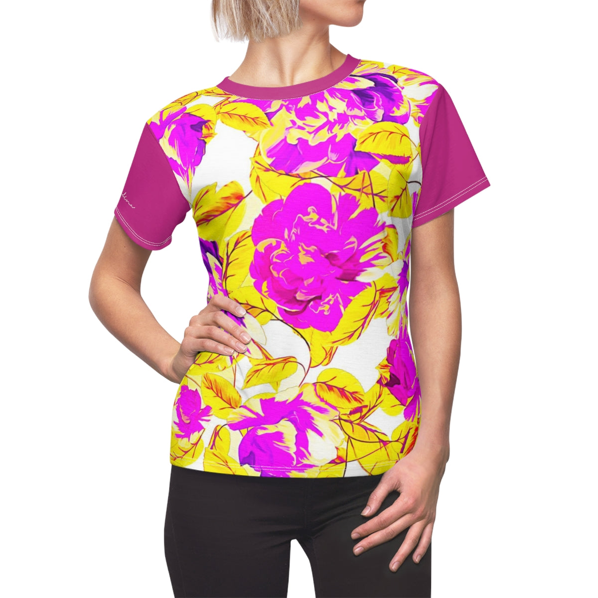 T-Shirt, Pink-Yellow Floral Look