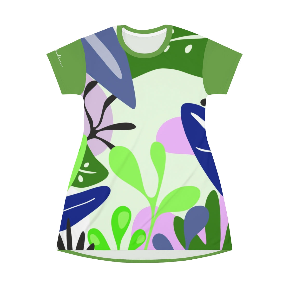 Shirtdress, Green Foliage Motive