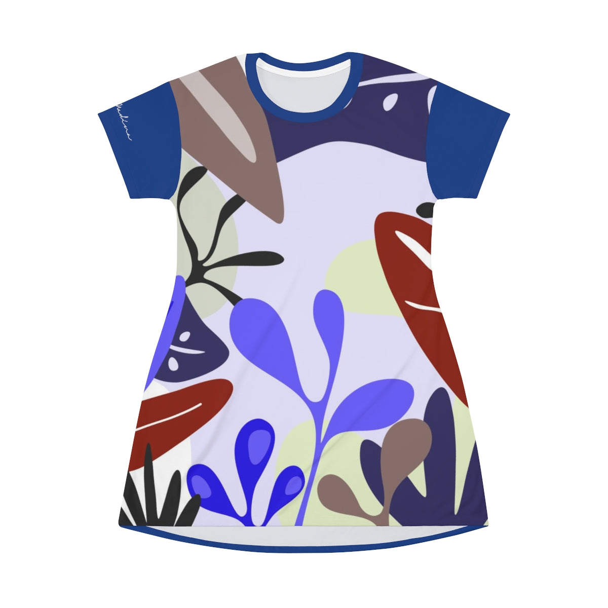 Shirtdress, Blue Foliage Motive