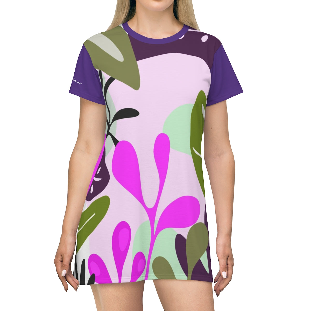 Shirtdress, Purple Foliage Motive