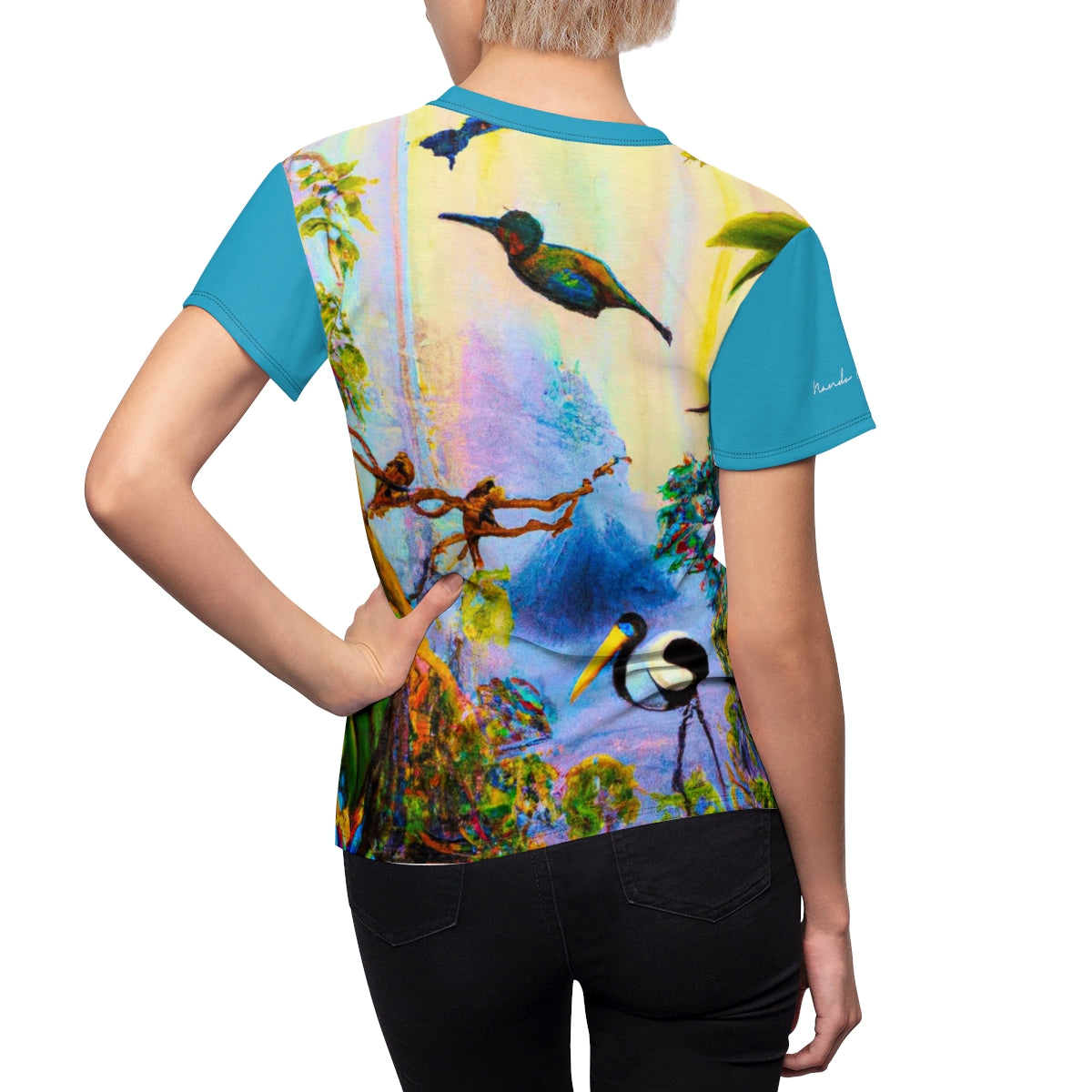 T-Shirt, Turquoise Tropical Bird Paradise