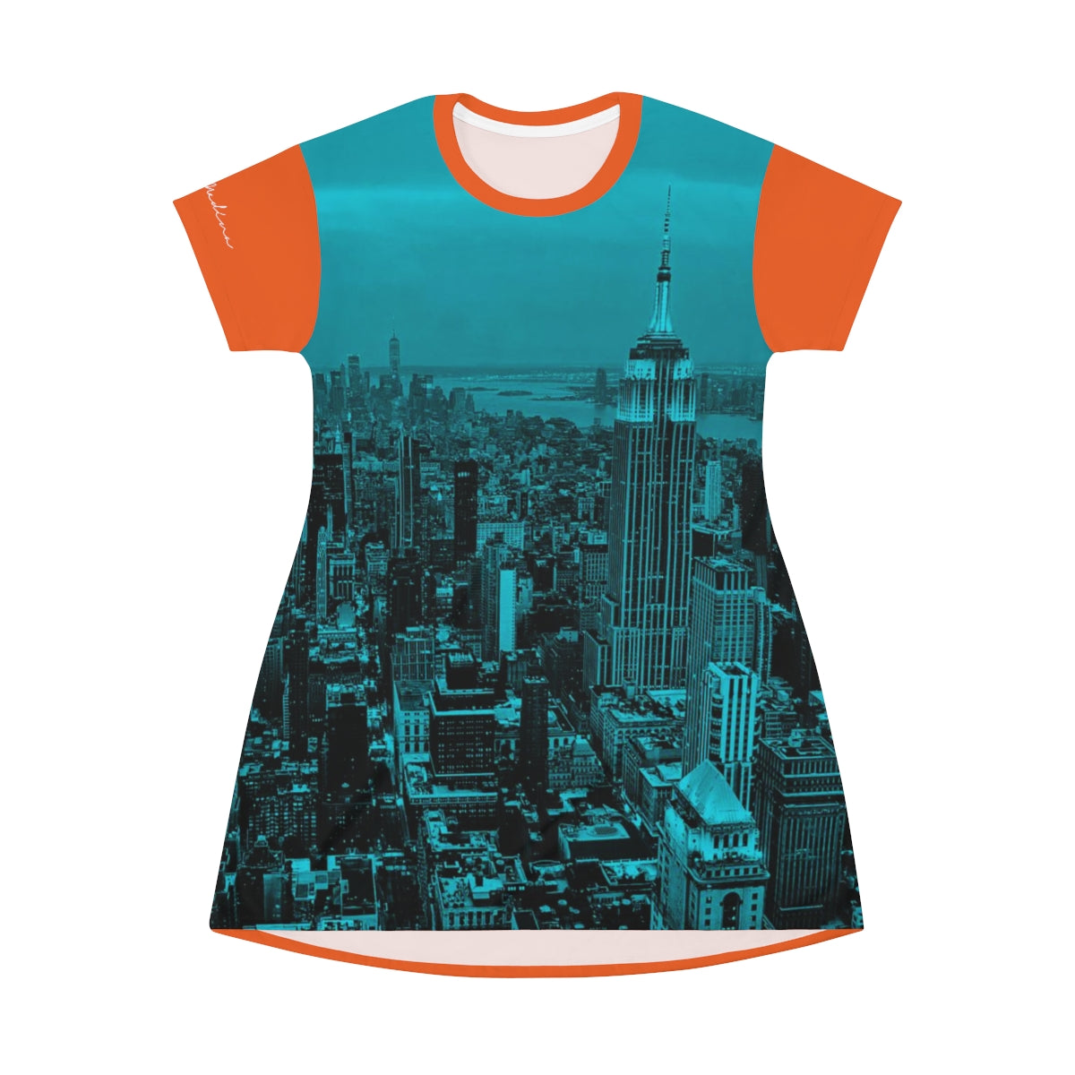 Shirtdress, Orange-Turquoise NYC View